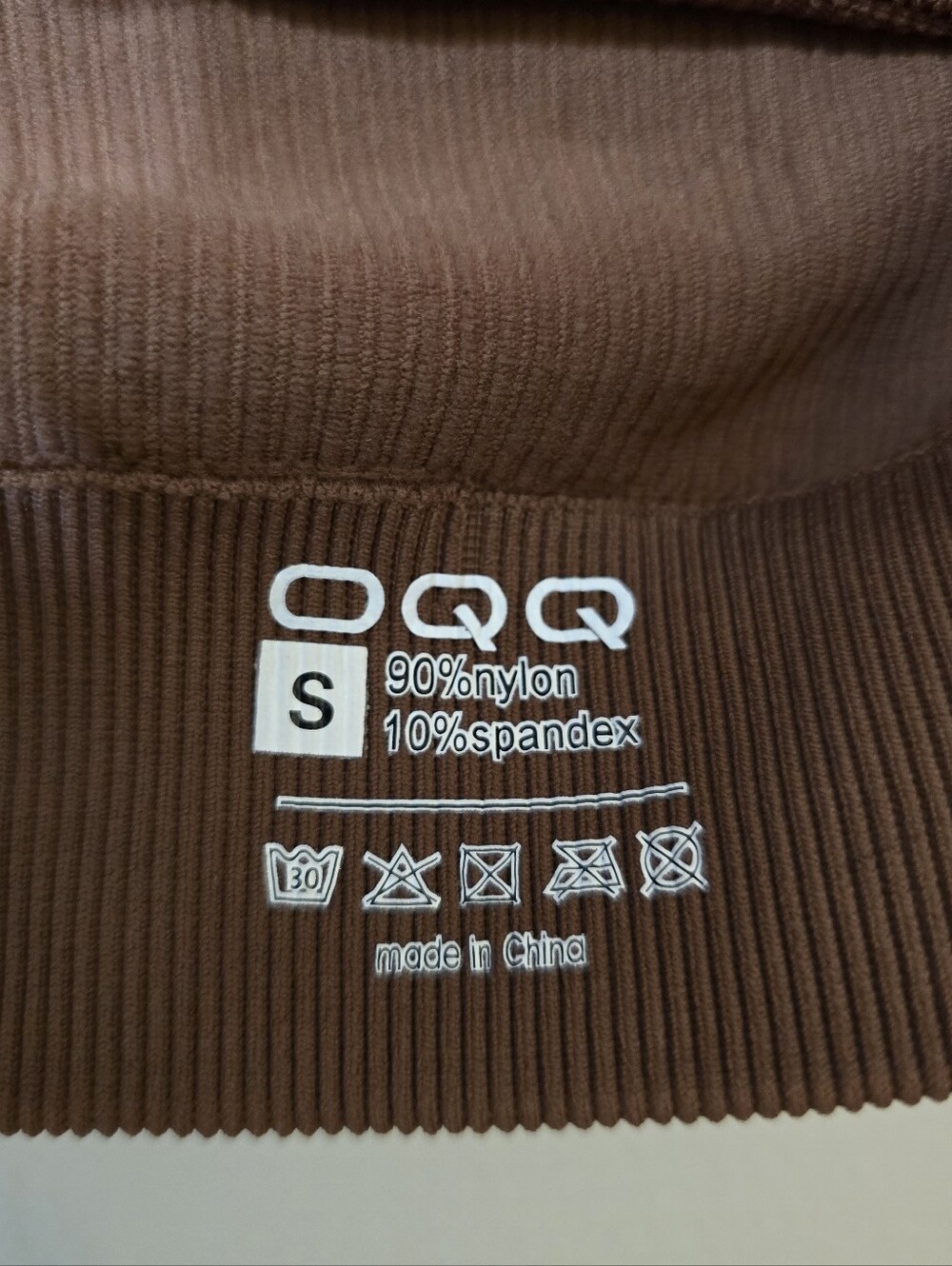 OQQ Brown Ribbed Short Sleeve Double-Strap Crop Top - Picture 2 of 4